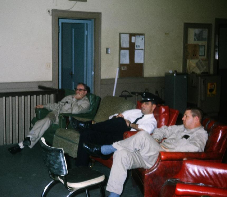 Old Station 3 dayroom - 1969 - Sid Trower, Lt. Joe McDermott and Ray Bantz (Photo by Ed Doiron)